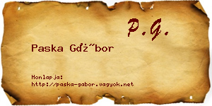 Paska Gábor névjegykártya